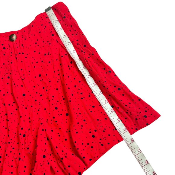 Zara Red Pleated Polka Dot High-Waisted Shorts size small zip button closure - Picture 7 of 10
